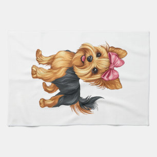 Linge De Cuisine Yorkshire Terrier à nœud coquet maman chienne York