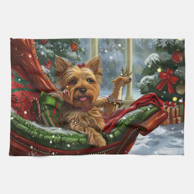 Linge De Cuisine Yorkshire Terrier Chien Fête de Noël (Horizontal)