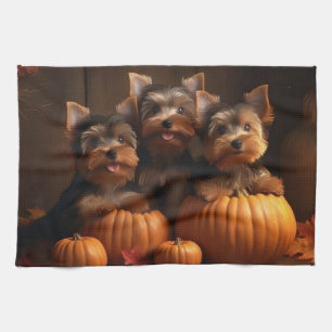 Linge De Cuisine Yorkshire Terrier Chiot Automne Citrouille délice