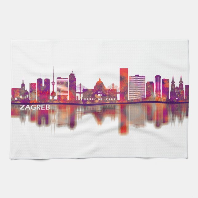 Linge De Cuisine Zagreb Croatie Skyline (Horizontal)
