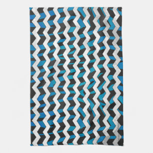 Linge De Cuisine Zebra Chevron noir et bleu
