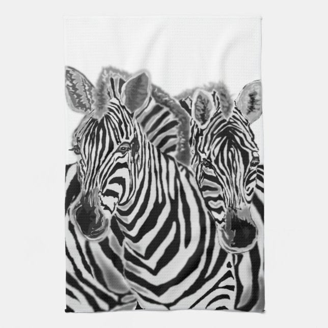 Linge De Cuisine Zebra couple Kitchen Towel Family (Vertical)