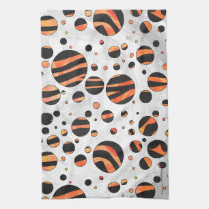 Linge De Cuisine Zebra Pois noirs et orange
