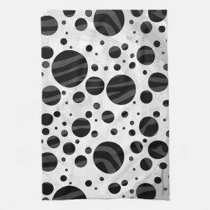 Linge De Cuisine Zebra Polka point noir et gris impression
