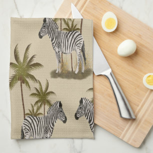 Linge De Cuisine Zèbre sauvage et palmiers