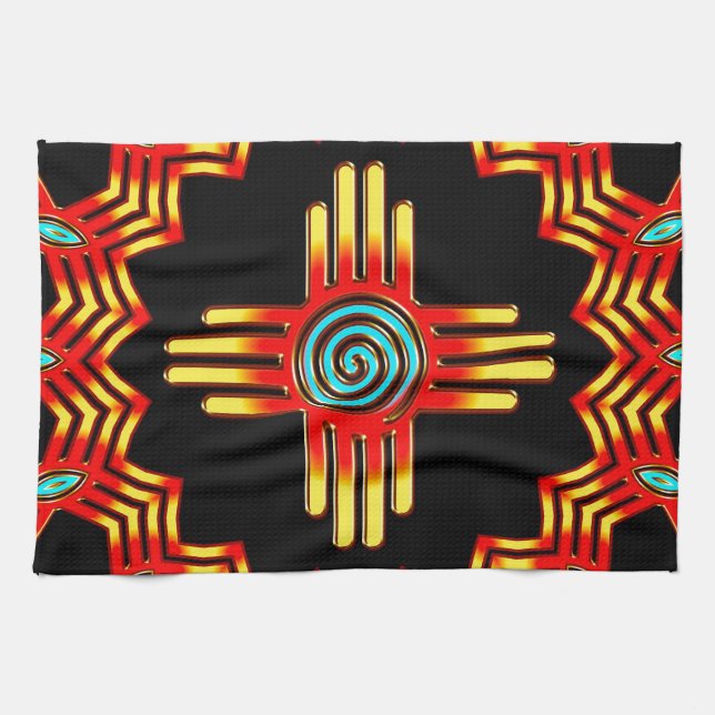 Linge De Cuisine Zia Soleil - Zia Pueblo - Nouveau-Mexique (Horizontal)