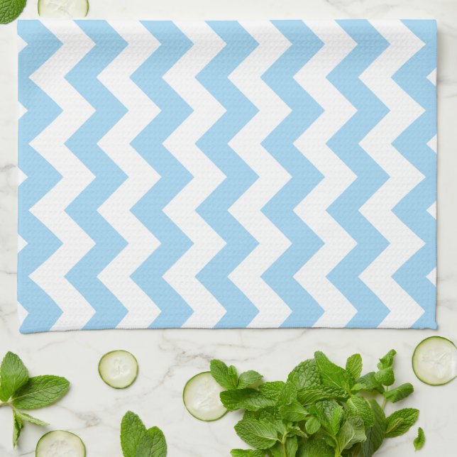 Linge De Cuisine Zigzag bleu, Chevron bleu, Motif géométrique (Plié)