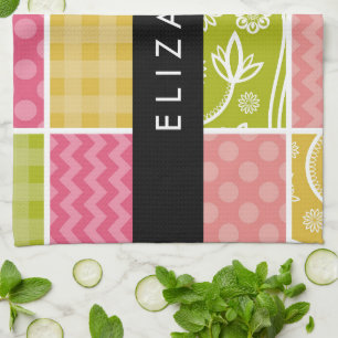 Linge De Cuisine Zigzag, Chevron, Pois, En vichy, Votre Nom