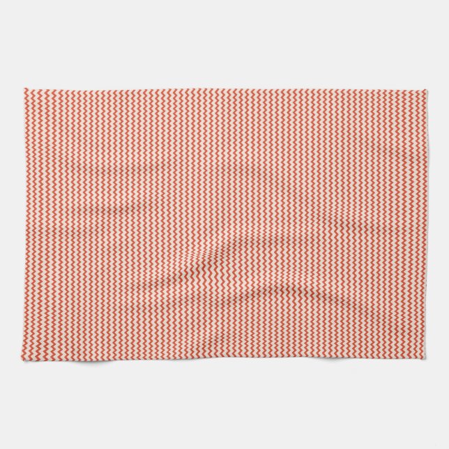 Linge De Cuisine Zigzag chevron rouge rose pâle (Horizontal)
