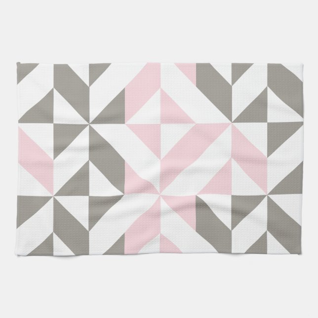 Linge De Cuisine ZigZag géométrique rose et argent (Horizontal)