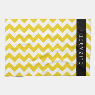 Linge De Cuisine Zigzag Jaune, Chevron Jaune, Votre Nom