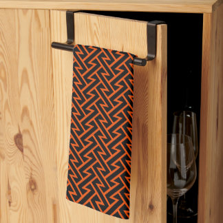 Linge De Cuisine Zigzag Motif moderne géométrique Orange & Noir