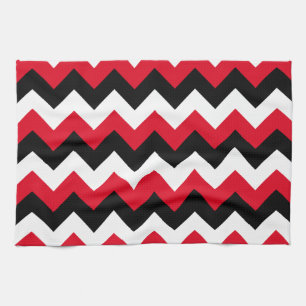 Linge De Cuisine Zigzag noir et blanc rouge