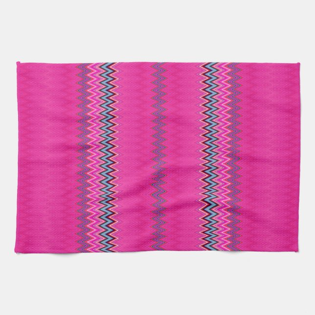 Linge De Cuisine Zigzag rose (Horizontal)