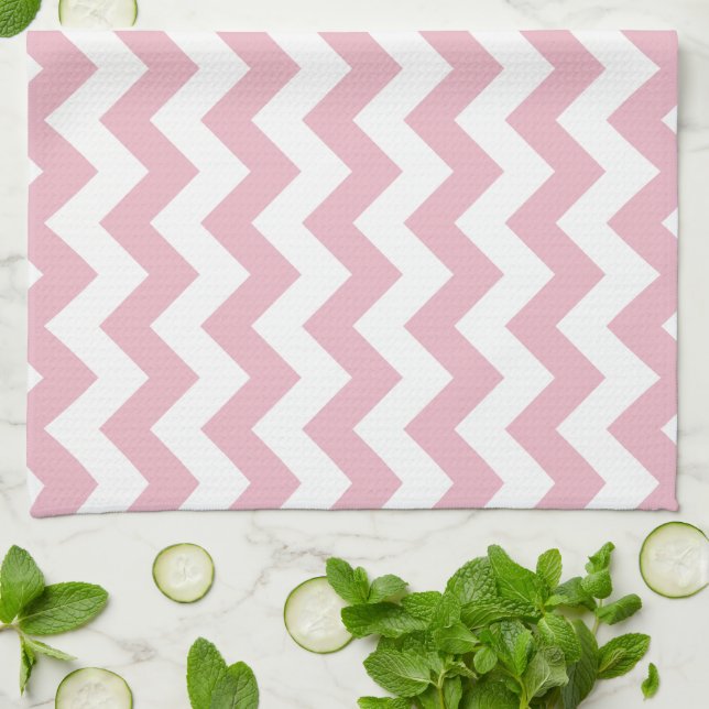 Linge De Cuisine Zigzag rose, Chevron rose, Motif géométrique (Plié)