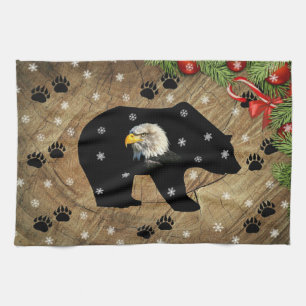 Linge De Cuisine Zone sauvage Christmas Black Bear Bald Eagle