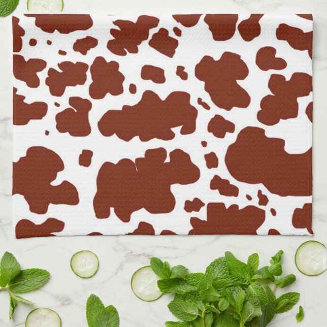 Linge De Cuisine Zones Brown de vache modernes Imprimer Cowboy (Plié)