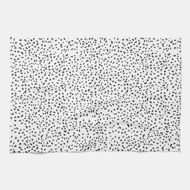 Linge De Cuisine Zones Dalmatiennes modernes en noir et blanc (Horizontal)
