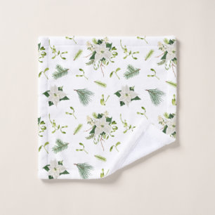 Linge de lavage floral vert et blanc doux et éléga