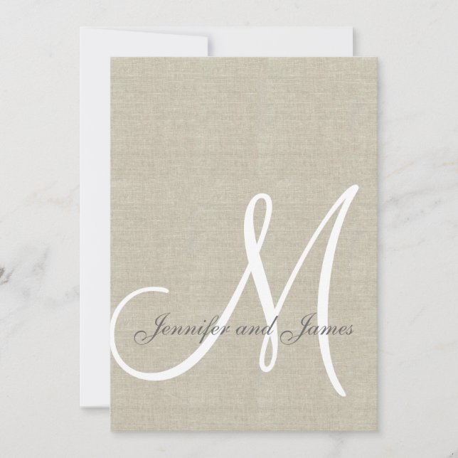 Linge de lit beige Faire-part de mariage rustique (Devant)