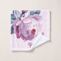 Linge de toilette personnalisé Roses violettes ros