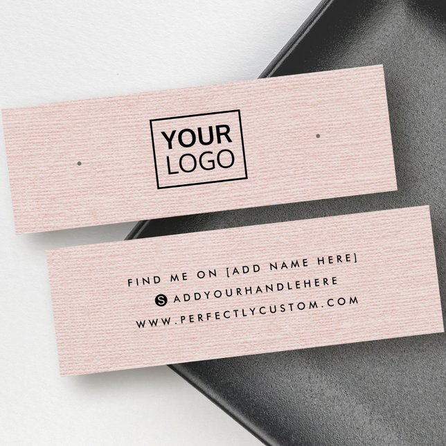 Linge rose logo personnalisé carte d'affichage d'o (Pink linen custom logo stud earring display card)