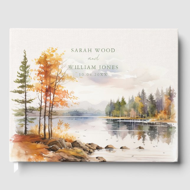 Linge rustique avec lac d'automne Mariage Livre d' (Recto)