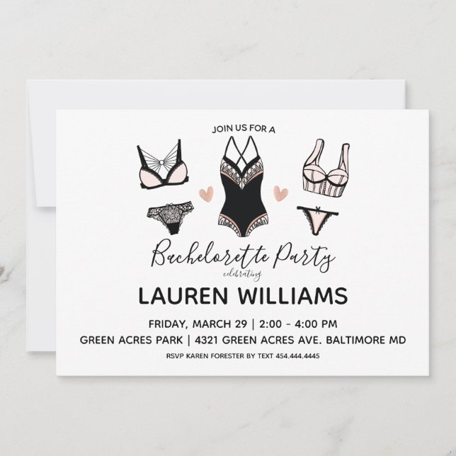Lingerie Bachelorette Party Invitation (Devant)