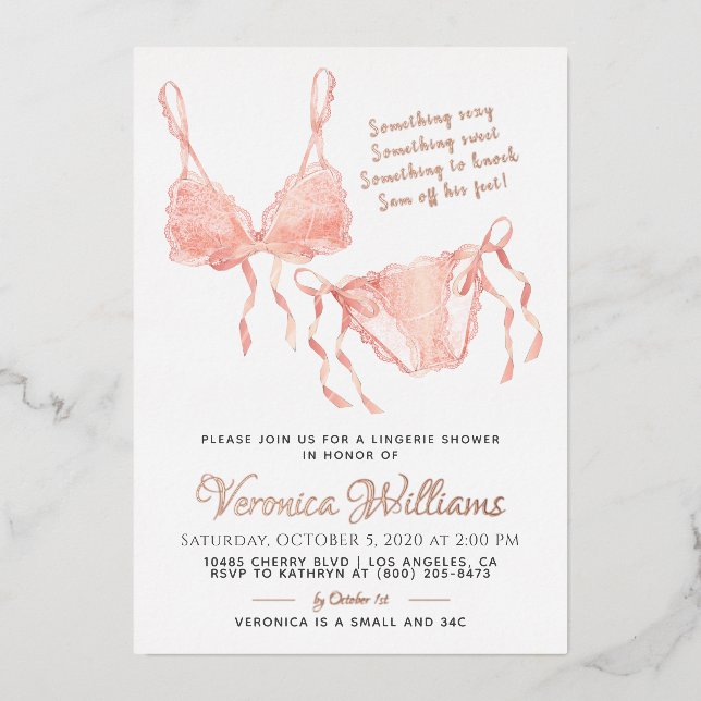 Lingerie Blush Brautparty Folieneinladung (Vorderseite)