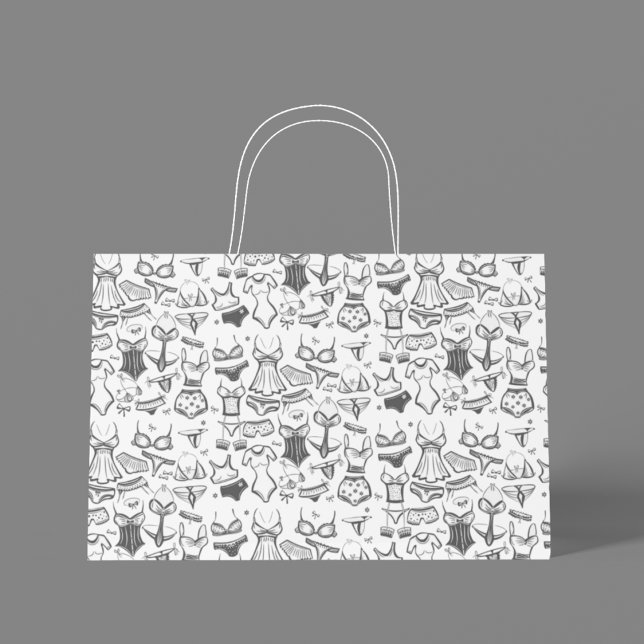 Lingerie Brautparty Große Geschenktüte (Chic and playful gift bag perfect for lingerie showers and bridal celebrations.)