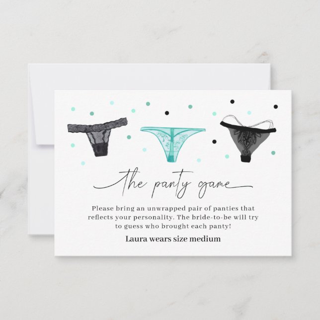 Lingerie Brautparty Panty Game Card Dankeskarte (Vorderseite)