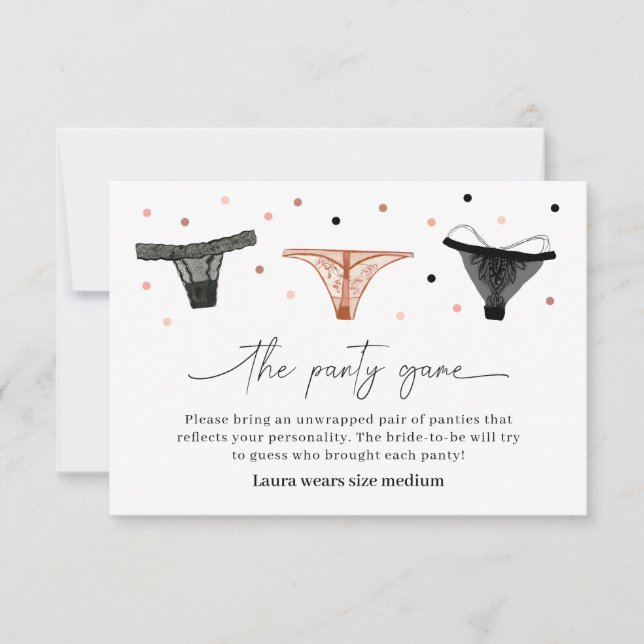 Lingerie Brautparty Panty Game Card Dankeskarte (Vorderseite)
