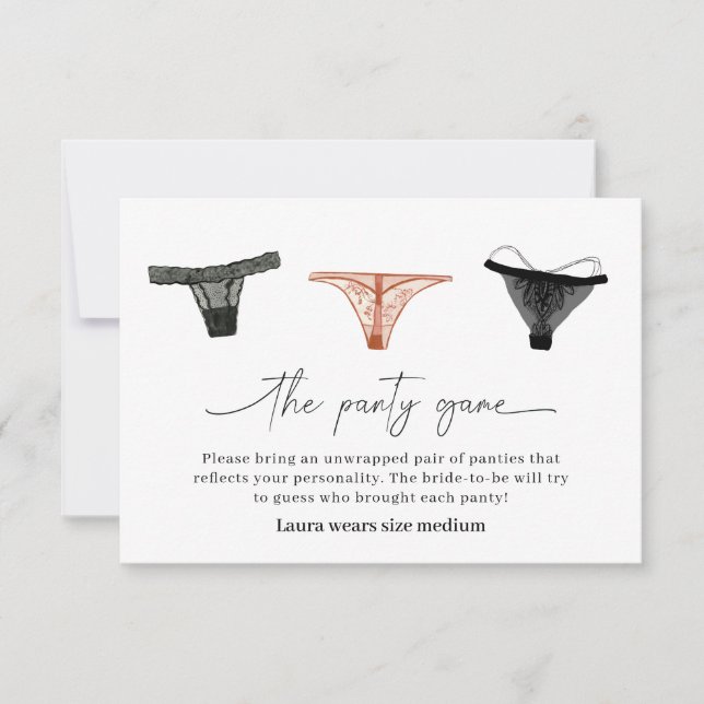 Lingerie Brautparty Panty Game Card Dankeskarte (Vorderseite)