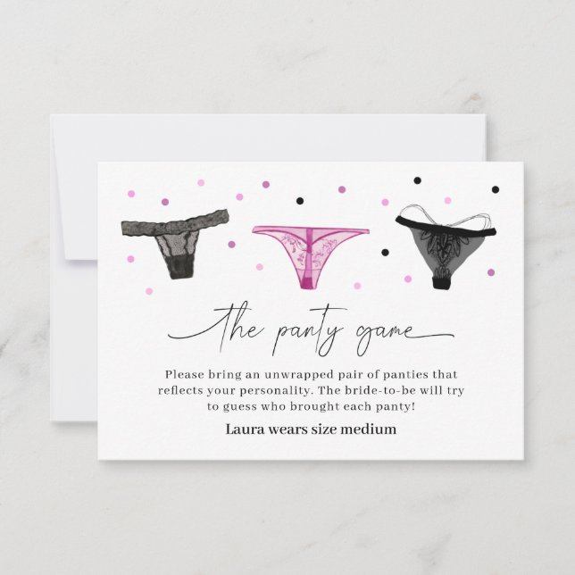 Lingerie Brautparty Panty Game Card Dankeskarte (Vorderseite)