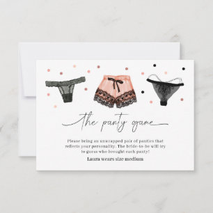 Lingerie Brautparty Panty Game Card Dankeskarte