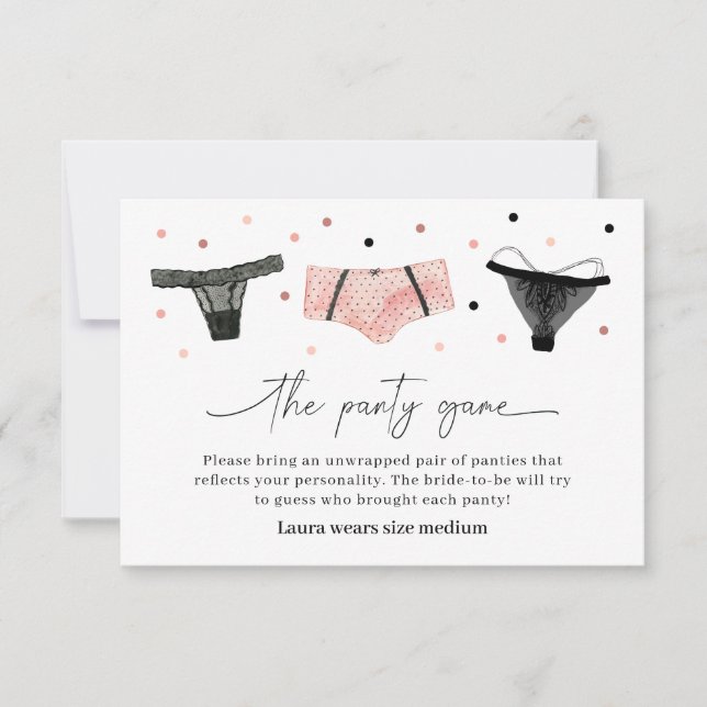 Lingerie Brautparty Panty Game Card Dankeskarte (Vorderseite)