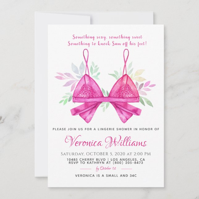 Lingerie Bridal Dusche Einladung (Vorderseite)