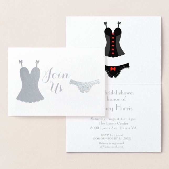 Lingerie Design Brautparty Folienkarte (Anzeige)