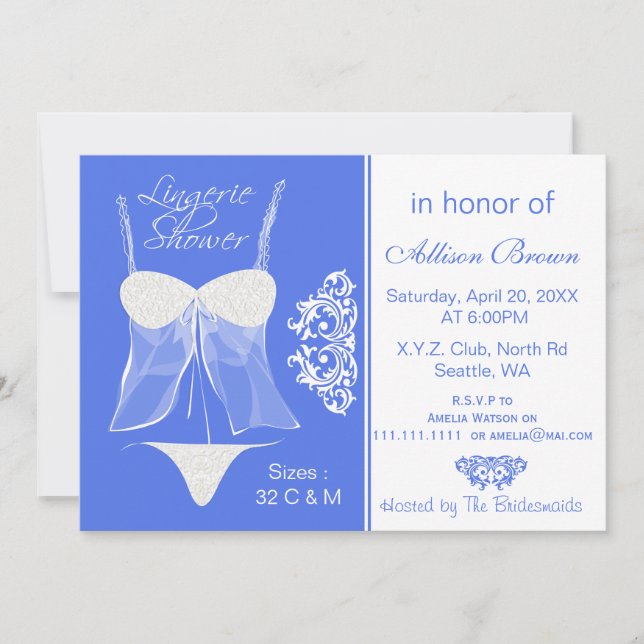 Lingerie Douche Bachelorette Fête Invitations (Devant)