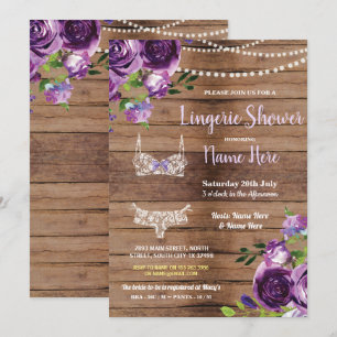 Lingerie Douche Bois Fleurs violettes Invitation