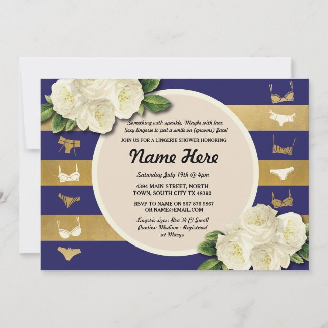Lingerie Douche Invitation Marine Stripes Bridal P (Devant)