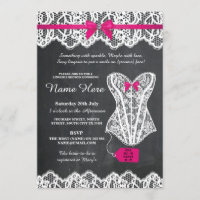 Lingerie Dusche Brautparty Chalk Lace Bow Einladun