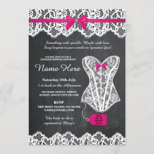Lingerie Dusche Brautparty Chalk Lace Bow Einladun Einladung