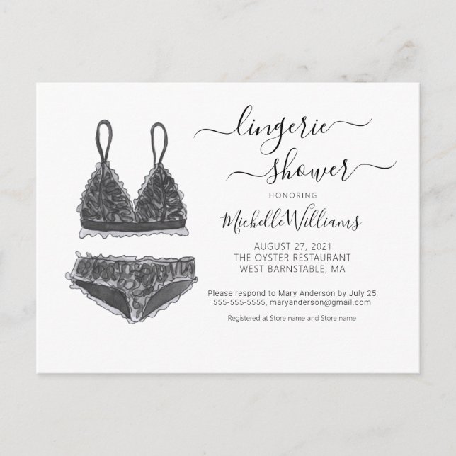 Lingerie Dusche Bridal Dusche Einladung Postkarte (Vorderseite)