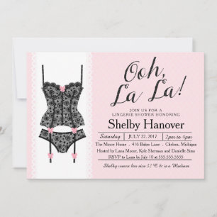 Lingerie Dusche einladen, Ooh La Black & Pink Lace Einladung