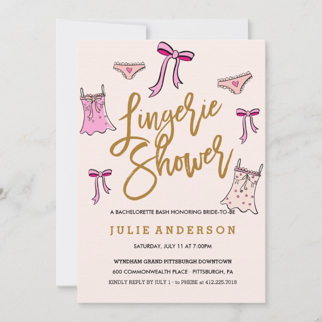 Lingerie-Dusche //JUNGGESELINNEN-ABSCHIED-Einladun Einladung (Vorderseite)