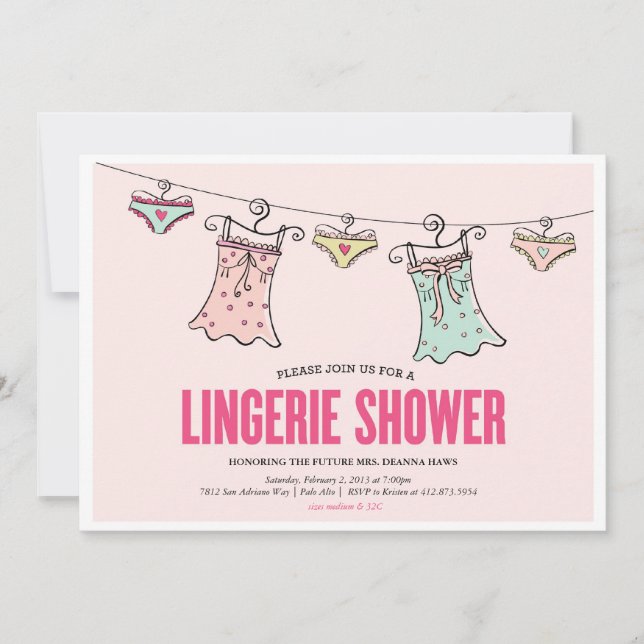 Lingerie Dusche Junggeselinnen-Abschied Polteraben Einladung (Vorderseite)
