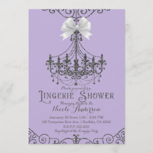 Lingerie-Dusche mit lila und silbernem weißen Band Einladung
