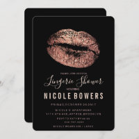Lingerie Dusche Rose Gold Lips Einladung
