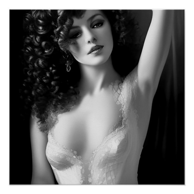 Lingerie Model Black and White Poster (Vorderseite)